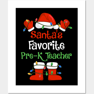 Santa's Favorite Pre-K Teacher Funny Christmas Pajamas Posters and Art